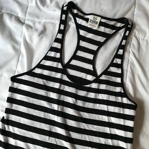 PINK white/black stripped tank top